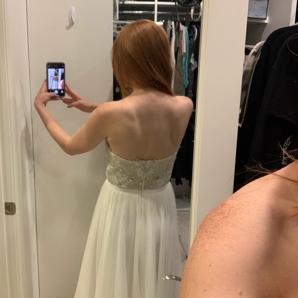 Wedding/Prom Aidan Mattox Strapless Beaded Chiffon - Picture 5 of 11